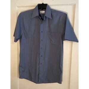 RBM Mens Blue Short Sleeve Wrinkle Free Casual Button Down Shirt Size 15